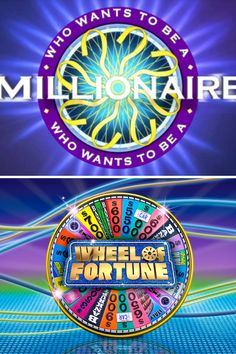 the wheel of fortune logo is shown in two different colors