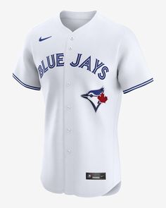 Featuring the official on-field design of your favorite MLB squad, this Toronto Blue Jays Jersey delivers an authentic look with premium team details. The sweat-wicking, stretch mesh fabric helps provide a breathable, comfortable feel on game day. Shown: White Style: 90B0TOHOTOR-00Z Nike White Baseball Jersey For Game Day, Nike Collegiate White Baseball Jersey, Nike White Baseball Jersey With Team Logo, Nike White Collegiate Baseball Jersey, White Nike Baseball Jersey For Sports Season, Nike White Baseball Jersey For Sports Season, Nike White Baseball Jersey For Sports, White Nike Baseball Jersey, Blue Jays Jersey