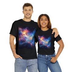 Embark on a cosmic journey with our Galaxy Explorer Tee! This comfortable and stylish shirt features a mesmerizing galaxy print that will transport you to the stars. Made from premium cotton for ultimate comfort, this tee is perfect for space enthusiasts and dreamers alike. Explore the universe in style and make a fashion statement that's out of this world! : 100% cotton : Classic fit : Tear-away label : Runs true to size Black Cotton Space-themed T-shirt, Black Cotton T-shirt With Space Theme, Black Short Sleeve Space-themed Tops, Our Galaxy, Galaxy T Shirt, Galaxy Print, Stylish Shirt, Out Of This World, Stylish Shirts