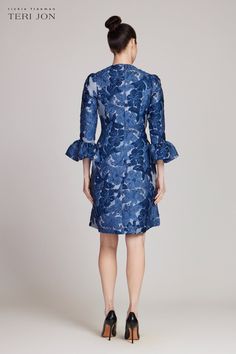 You cannot go wrong with this blue floral jacquard party dress! Designed with 3/4 sleeves and flounce cuffs, this fit n flare dress is a great option for any season. Perfect for engagement parties, bridal showers, and rehearsal dinners. Color: Blue Multi Jewel Neckline 3/4 Sleeves A-Line Silhouette Pair with silver accessories Engagement Parties, Jewel Neckline, Floral Jacquard, Silver Accessories, Fit N Flare Dress, Bridal Showers, Rehearsal Dinners, Hip Length, Dress Details