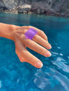 Handmade and hand polished statement ring in Purple! Aqua Ring, Purple Ring, Ring Exchange, Lucite Jewelry, Purple Rings, Miami Fl, Custom Cards, Statement Ring, Rings Statement