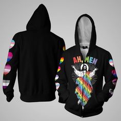 Jesus Faith Rainbow Color 3D Zip Hoodie Shirt For LGBT Gay available in T-shirt, hoodie, tank top, longsleeve, multi color and size S M L XL XXL 3XL 4XL 5XL. Shipping from the US. Easy 30 day return policy - Shop now! 6.1-ounce, 100% cotton .Double-needle neck, sleeves and hem; Roomy Unisex Fit. Ash is 99% cotton, 1% poly; Sport Grey is 90% cotton, 10% poly; Dark Heather is 50% cotton, 50% polyester .Decoration type: Digital Print. Made by Gildan Jesus Faith, Faith Shirt, Rainbow Color, Jesus Shirts, Lgbt Pride, Elegant Shirt, Tailored Shirts, Mens Shirt Dress, Sweatshirt Hoodie