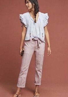 Amp up your casual style with these Anthropologie Women's Blush Pink The Wanderer Cotton Cropped Belted Pants in size 27! 💕 Perfect for a casual chic look. #Anthropologie #WomensFashion #CroppedPants #BlushPink #FashionFinds 🌸✨ #ootd #anthrostyle #anthrogirl #maeve #bohochic #boho #bohemian #bohogirl #bohostyle #outfitoftheday #fashionaddict #fashionaddiction #styleaddict #fashionlove #casualstyle #instafasion #stylefashion #fashiongirl #rusticstyle #style #fashion #fashionable #trendy Pink Jeans For Summer Workwear, Casual Friday Office, Anthro Style, Style Feminine, Dainty Style, The Wanderer, Boho Girl, Belted Pants, Boho Look