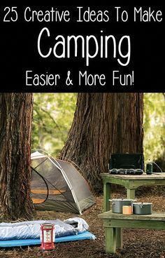 the camping table is set up next to a tree with a tent on it and other items