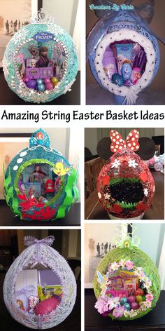 four different baskets that have been made to look like they are in the shape of an easter basket