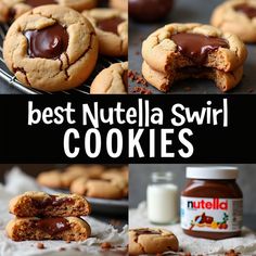 the best nutella swirl cookies are made with peanut butter, chocolate and sea salt