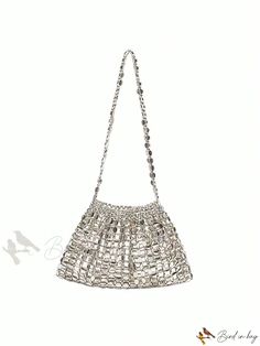 Bird in Bag - Shoulder Bag with Beaded Metallic Design Metallic Pattern, Metallic Design, Word Wrap, Design Silver, Bag Bag, Metal Design, Square Bag, Bag Lady, Size Medium