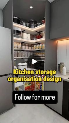 the kitchen storage organization design is shown in this video