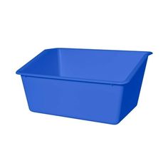 a blue plastic container on a white background