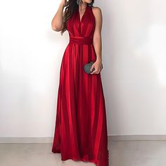 Halter Neck Sleeveless Dress For Summer Banquet, Red Sleeveless Dress For Prom, Red Sleeveless Maxi Dress For Prom, Full Length Summer Banquet Dress, Summer Banquet Sleeveless Maxi Dress, Full Length Summer Dress For Banquet, Full-length Summer Dress For Banquet, Full Length Summer Dress For Banquets, Red Sleeveless Dress For Prom Season