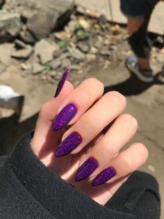 Dark Purple Nails, Nail Extensions Acrylic, Grunge Nails, Purple Nail, Soft Nails, Sparkly Nails, Minimalist Nails, Dope Nails