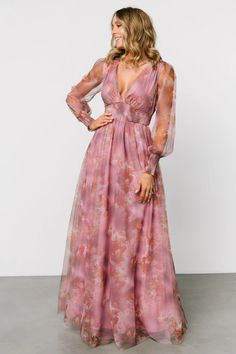 Looking for a perfect long sleeve maxi dress? This is it! Our Layla Tulle Maxi Dress is stunning in Dusty Orchid Floral. You'll wear it again and again! Tulle Maxi Dress, Dress Dusty, Sleeve Maxi Dress, Again And Again, Long Sleeve Maxi, Maxi Dress With Sleeves, Long Sleeve Maxi Dress, Wear It, Orchids