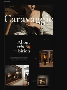 the website design for caravaggio, an art museum in italy that has been designed