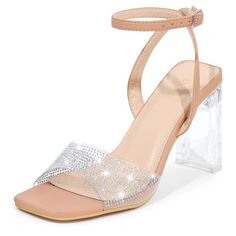 These transparent multicolored rhinestone sandals allow you to attract everyone's attention on various occasions. They are comfortable to wear and can keep you comfortable all day long. You will definitely like them. Chunky Heel; Clear Heels; Rhinestone Sandals; Ankle Strap; Vamp: Faux Leather; Outsole: Rubber; Heel: PC; Heel Height: 4.1 inches (10.5 cm). Elevate your body type and make you naturally look comfortable in your skin and body. Good options for parties, sweet dating, shopping, festiv Glamorous Clear Sandals For Summer, Glamorous Sandals With Clear Strap And Open Toe, Glamorous Open Toe Sandals With Clear Strap, Glamorous Sandals With Clear Ankle Strap, Glamorous Clear Open Toe Sandals, Glamorous Clear Ankle Strap Sandals, Sparkling Open Heel Sandals For Summer, Glamorous Clear Sandals With Rhinestones, Trendy Rhinestone Ankle Strap Sandals