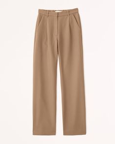 Elevate your wardrobe with the Abercrombie & Fitch Women's Tailored Relaxed Straight Pant in a sophisticated dark brown. These pants blend functionality with style, perfect for a polished yet comfortable look.

- Size: 33
- Color: Dark Brown
- Material: Polyester, Viscose, Elastane
- Gender: Female
- Features: Ultra high rise, relaxed straight fit, functional pockets, belt loops, fly closure

Crafted in a premium menswear fabric, these pants offer an easy fit with a secure closure, making them i Beige Work Pants, Capsule Wardrobe Work, High Rise Pants, Designer Shorts, Clothes Horse, Work Wardrobe, Straight Pants, Polished Look, American Apparel