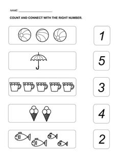 the worksheet for numbers 1 - 5 is shown in black and white, which includes