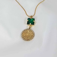 Square Emerald Cz Necklace * Byzantine Gold Necklace * Vintage Style Pendant * Greek Christian Coin Necklace * Elegant Jewelry Gift For Her Description: Adorn yourself in sophistication with our Square Emerald Cz Necklace, a Byzantine Gold Necklace that embodies vintage charm. The intricately designed pendant, reminiscent of ancient Greek Christian coins, adds a touch of timeless elegance to any ensemble. This Vintage Style Pendant is more than just jewelry; it's a symbol of grace and heritage. Gold Necklace Vintage, Byzantine Gold, Symbol Of Grace, Necklace Elegant, Cz Necklace, Coin Necklace, Necklace Vintage, Elegant Jewelry, Ancient Greek