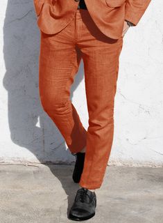 Dress up your little prince in our Solbiati Art Du Lin Dark Orange Linen Pants, which bring a luxurious look to his outfit with ultimate comfort. These exclusive pants offer a new level of luxury and glamor, tailored with premium linen fabric. The authentic, deep, bold orange hue combines timeless style with modern ethics that will make you smile. Dare to be different with this sleek and heritage look. 
 
Look Includes   Solbiati     Art     Du     Lin   Deep Orange   Linen  Fabric  Cross Pocket Luxury Straight Pants Bottoms With Pockets, Tailored Luxury Pants With Pockets, Formal Orange Pants For Spring, Luxury Tailored Pants With Pockets, Fitted Luxury Pants For Spring, Luxury Fitted Pants For Spring, Elegant Slim Fit Bottoms For Summer, Luxury Long Summer Pants, Orange Formal Bottoms For Spring