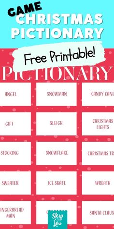 a printable christmas game with the words, free printable dictionary and instructions to play