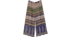 Ethnic indian Paisley Printed Wide Leg Street Pants in Clothing - An ethnic bohemian pants with a wide leg flare - a must-buy palazzo pants because of its unique traditional style - great pajama street wear for travel. Features: Vacation, Beach, Floral, Paisley, Bohemian, Indian. Casual Wide Leg Boho Print Harem Pants, Casual Boho Print Wide Leg Harem Pants, Casual Wide Leg Pants With Boho Print, Bohemian Wide Leg Bottoms With Paisley Print, Bohemian Summer Pants With Paisley Print, Paisley Print Wide Leg Vacation Pants, Bohemian Paisley Print Bottoms For Festival, Bohemian Beach Pants With Paisley Print, Bohemian Paisley Print Pants For Vacation