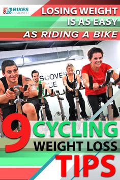 a group of people on stationary bikes with the title saying, losing weight is as easy as riding a bike