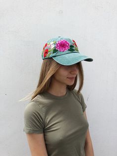 Hand embroidered hiking hat with floral design / baseball hat for women 🌿PLEASE NOTE THE GREEN HAT IS READY TO SHIP🌿 Color: green baseball cap. Design: hand-embroidered bumblebee with wildflowers. Cap size (head circumference): 55 - 67 cm. The quality of the embroidery and baseball cap is superior, I guarantee! ;) I really enjoyed making this, and I hope my customers will enjoy showing it off. You may also like caps with other flowers: https://www.etsy.com/shop/Kazkovaofficial CHECK OUR OTHER Embroidered Snapback Hat For Summer, Green Spring Brimmed Baseball Cap, Casual Embroidered Snapback Hat For Summer, Adjustable Embroidered Green Hats, Casual Embroidered Brimmed Hats, Adjustable Green Embroidered Hat, Casual Summer Hats With Custom Embroidery, Green Embroidered Adjustable Hat, Casual Embroidered Adjustable Trucker Hat