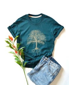 ✿ WELCOME TO MY SHOP ✿ More Shirt ► https://www.etsy.com/shop/igetherproject Material : Cotton 100% Sleeve length : Short sleeve Women Fit. Printed with eco-friendly water-based inks. Quality: Premium T-Shirt ** Size : T-shirts Asia fits, please ensure size before purchase on listing, ** After washing, there may be a slight shrinkage of about 1 inch of the shirt. ■ WASHING INSTRUCTIONS ■ Turn garment inside out. Hand wash. Lay flat to dry. Do not bleach/dry-clean Do not iron directly onto the pr Flamingo Shirt, Tree Graphic, Big Tree, Sleeve Women, Text Style, Sleeves (women), Graphic Shirt, Picture Sizes, Graphic Shirts