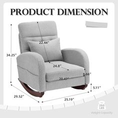 the product is shown with measurements for the chair