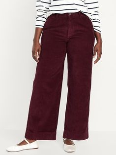 High-Waisted Corduroy Wide-Leg Pants | Old Navy Corduroy Straight Leg Bottoms With Button Closure, Corduroy Wide-leg Pants With Pockets, High-waist Corduroy Bottoms With Button Closure, High Waist Corduroy Bottoms With Button Closure, Mid-rise Corduroy Bottoms For Work, Mid-rise Corduroy Workwear Bottoms, Corduroy Mid-rise Workwear Bottoms, Straight Leg Corduroy Pants With Button Closure, High-waisted Corduroy Bottoms With Pockets