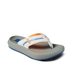 Reef-Swellsole Cruiser Sandal Make sure your comfort lasts as long as the days of summer do. The Swellsole Cruiser sandal from Reef features a casual flip flop silhouette that is crafted with next-level cushioning in the footbed. Complete with padded straps and a thick shock-absorbing sole. White Adjustable Sport Sandals For Beach, Adjustable White Sport Sandals For Beach, White Open Toe Flip Flops For Outdoor, White Sport Sandals With Textured Footbed For Vacation, Casual White Sandals With Arch Support, Casual Flip Flops With Ortholite Insole For Surfing, Gray Sport Sandals For Beach And Summer, White Sandals With Ortholite Insole For The Beach, Casual Flip Flops With Removable Insole For Surfing