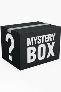 a black box with the word mystery in white letters on it and a question mark