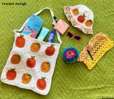 The Citrus Grove Tote Bag: A Free Crochet Pattern - Crochet Aweigh Citrus Grove, Summer Tote Bags, Bag Pins, Perfect Together, Coffee Crafts, Tapestry Needle, Pattern Crochet, Yarn Crafts, Double Crochet