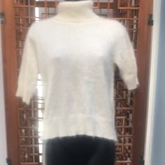 Nwot- The Limited Off White 70% Angora Pull Over Turtle Neck Sweater. In Excellent Condition. Classic White Turtleneck Top, Cream Short Sleeve Tops For Winter, White Fitted Short Sleeve Sweater, White Short Sleeve Sweater For Fall, White Short Sleeve Classic Sweater, Bodycon Sweater, Bodycon Sweater Dress, Turtle Neck Sweater, Wool Sweater