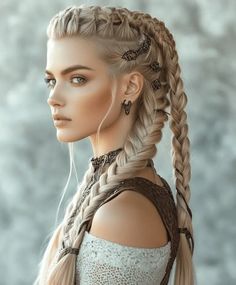 Ultimate Guide to Viking Braids: Hairstyles, Tutorials, and Tips - AskNaij Viking Hairstyles, Trendy Fall Hair Color, Shaved Designs, Braids With Shaved Sides, Medieval Hairstyles