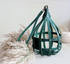 Stylish Leather Yarn Holder Handmade Leather Knitting Project - Etsy Bulgaria Leather Knitting, Cage Bag, Yarn Bowls, Yarn Holder, Handmade Yarn, Knitting Project Bag, Leather Accessory, Yarn Bowl, Project Bag