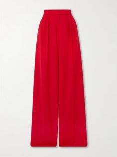 MAX MARA Rimini pleated wool-crepe wide-leg pants | NET-A-PORTER Wool Crepe, Exclusive Dress, Rimini, Dress Trousers, Summer Hats, Clothes Collection, Everyday Wardrobe, Beach Dresses, Max Mara