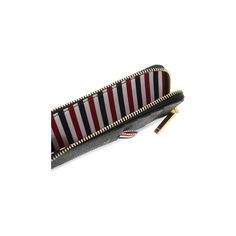 THOM BROWNE Pebble Grain Leather Half-Zip Wallet Makeup Travel Case, Duffel Bag Backpack, Zip Puller, Striped Fabric, Black Pebbles, Blazer With Jeans, Best Bags, Zip Wallet, Versace Men