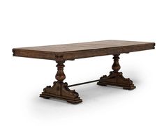 an old fashioned wooden table on white background