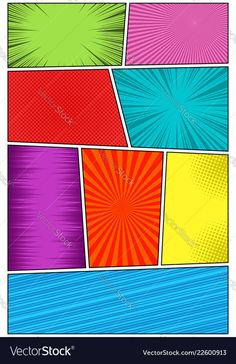 an abstract background with different colors and shapes in the style of comics or pop art