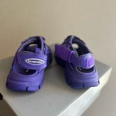 My Baby Wore These Twice It Comes With Box And More Balenciaga Sandals, Baby Wearing, Kids Shoes, Balenciaga, Kids Shop, Slippers, Sandals, Things To Come, Purple