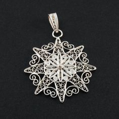 Sun Silver Filigree Pendant by BongeraFiligrana on Etsy Traditional White Gold Necklace As A Gift, Nickel-free Traditional Silver Jewelry, Traditional Nickel-free Silver Jewelry, Traditional Silver Nickel-free Jewelry, Ornate Hallmarked Jewelry As Gift, Traditional Nickel-free Necklace For Gift, Artisan Silver Necklace As A Gift, Handmade Pendant Necklace In White Gold, Artisan Silver Necklace Perfect For Gifts