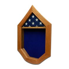 a wooden frame with an american flag in the center and stars on the back side