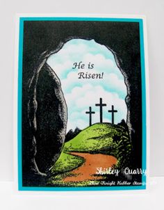 a card with the words he is risen on it