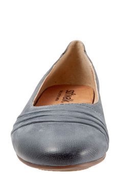 Ruched detailing elevates the rounded toe of a chic ballet flat designed with foam cushioning and a flexible rubber sole for all-day support and comfort. Removable, cushioned insole with arch support Memory foam cushioning Leather upper/leather and textile lining/rubber sole Imported Women's Shoes Chic Ballet Flats, Foam Cushions, Ballet Flat, Flat Design, Arch Support, Womens Flats, Tap Shoes, Ballet Flats, Women's Shoes