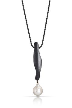 Silver & Pearl Necklace - A Chinese freshwater baroque pearl hangs from an oxidized Argentium silver pendent. Oxidized silver chain has a clasp in the back. Silver Pendent, Single Pearl Necklace, Single Pearl, Silver Pearl Necklace, Artful Home, Argentium Silver, Oxidized Silver, Silver Pearls, Baroque Pearls