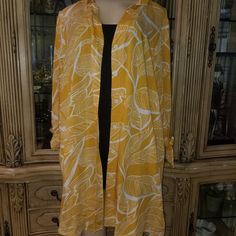 New Coverup For Dresses Or Dress Up With Dress Pants Very Pretty And Sexy Size Small Oversized Fits L/Xl From Macy's Yellow Summer Outerwear For Day Out, Yellow Beach Outerwear For Spring, Yellow Outerwear For Beach In Spring, Casual Yellow Outerwear For Vacation, Yellow Spring Beach Outerwear, Mustard Oversized Outerwear For Spring, Chic Yellow Outerwear For Day Out, Oversized Yellow Outerwear For Spring, Spring Yellow Beach Outerwear