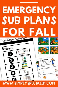 emergency sub plans for fall with text overlay