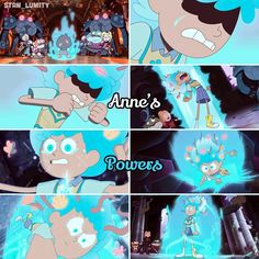 an animated scene with cartoon characters and the caption that says, annie's powers