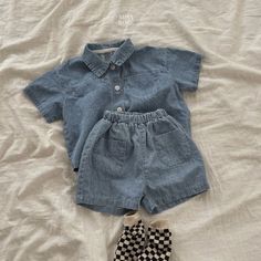 Mqtime Baby Boy Clothes Set Summer New Denim Jeans Short-sleeved Shorts Suit Fashion Denim Lapel Shirt Children Two-piece Clothing Suit Casual Cowboy Outfit, Cowboy Suit, Shorts Korean, Short Sleeve Denim Shirt, Boys And Girls Clothes, Denim Suit, Clothes Set, Girls Clothing Sets