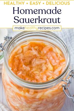 a mason jar filled with homemade sauerkraut